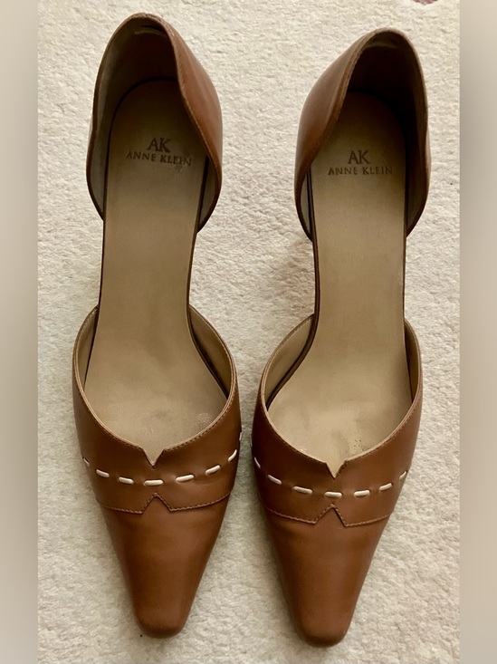 Anne Klein Shoes - Vintage Anne Klein D’Orsay Kitten Heel Pumps Brown Leather Size 9M